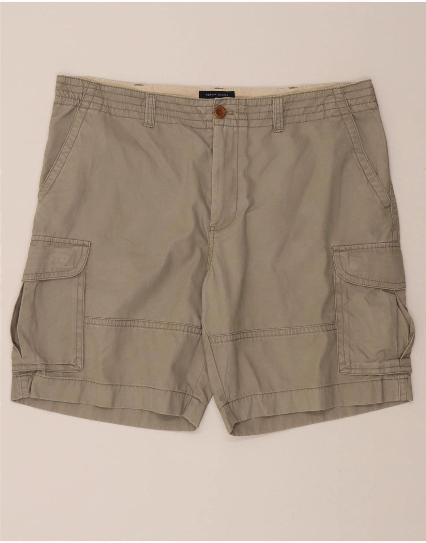TOMMY HILFIGER Mens Cargo Shorts W40 XL Khaki Cotton Sporty Vibes