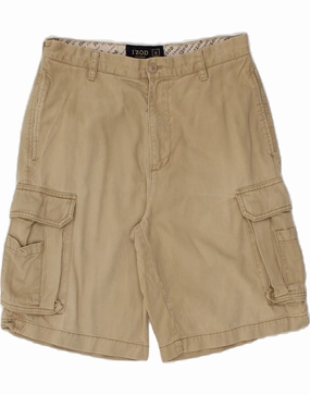 IZOD Mens Chino Shorts W32 Medium  Beige Cotton Fashion Forward