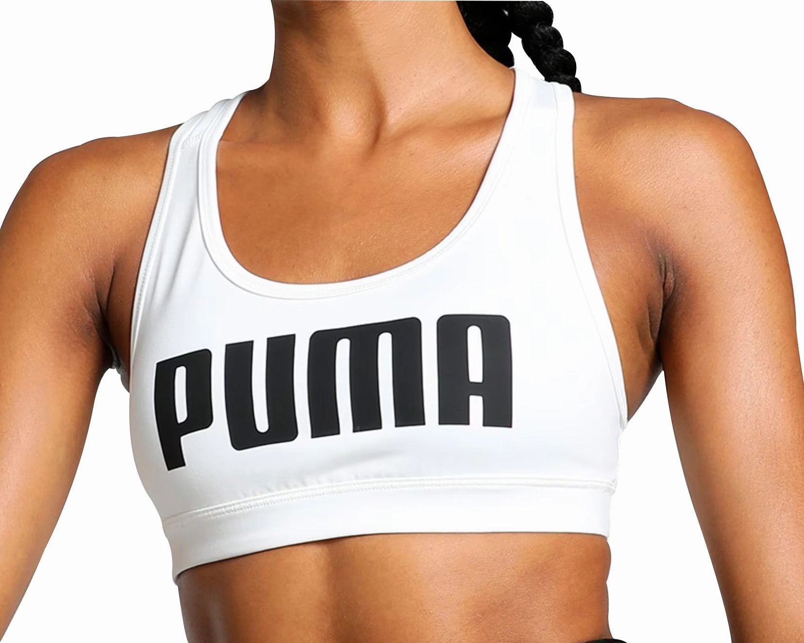 Puma 4KEEPS Womens Running Sports Bra - White Breathable Material Stretchable
