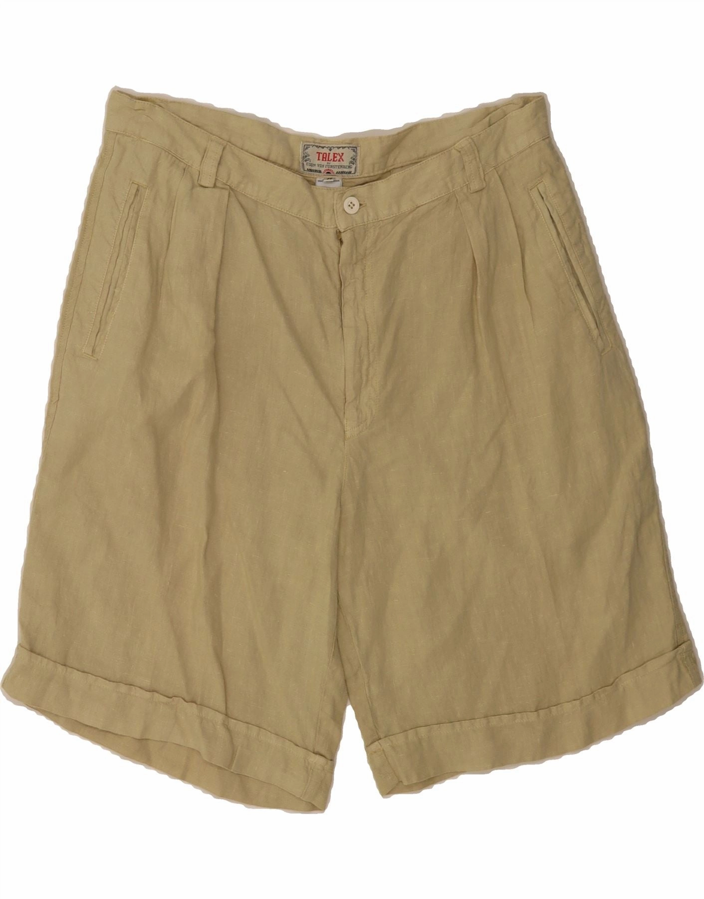 EGON VON FURSTENBERG Mens Pegged Casual Shorts IT 50 Large W34 Beige Linen Minimal Waistband