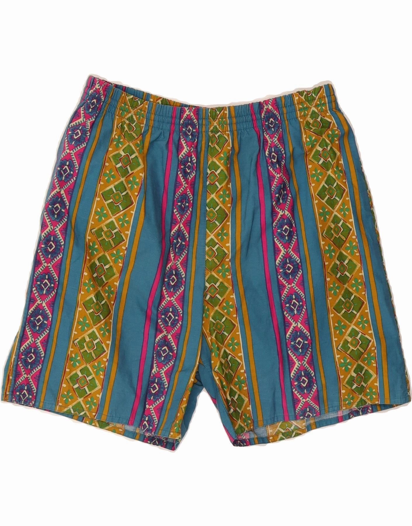 Breathable Flex BY AMERICAN Mens Casual Shorts IT 52 XL W34  Blue Geometric Cotton