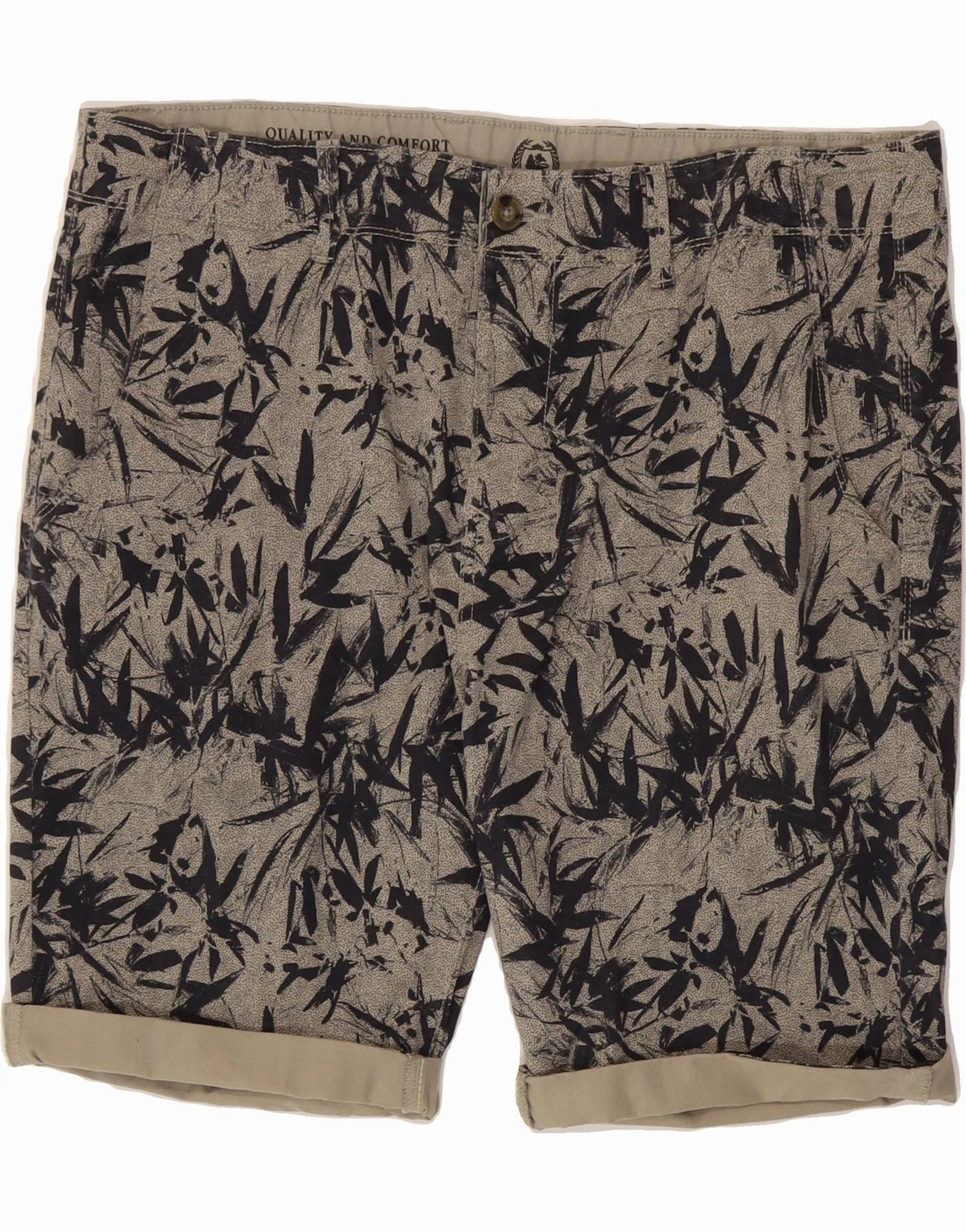 Non Irritating Seams LERROS Mens Dawson Abstract Pattern Casual Shorts W36 Large Grey Cotton