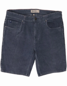 Anti Slip Waistband Style Basic VINTAGE Mens Corduroy Shorts Medium W34 Navy Blue Cotton