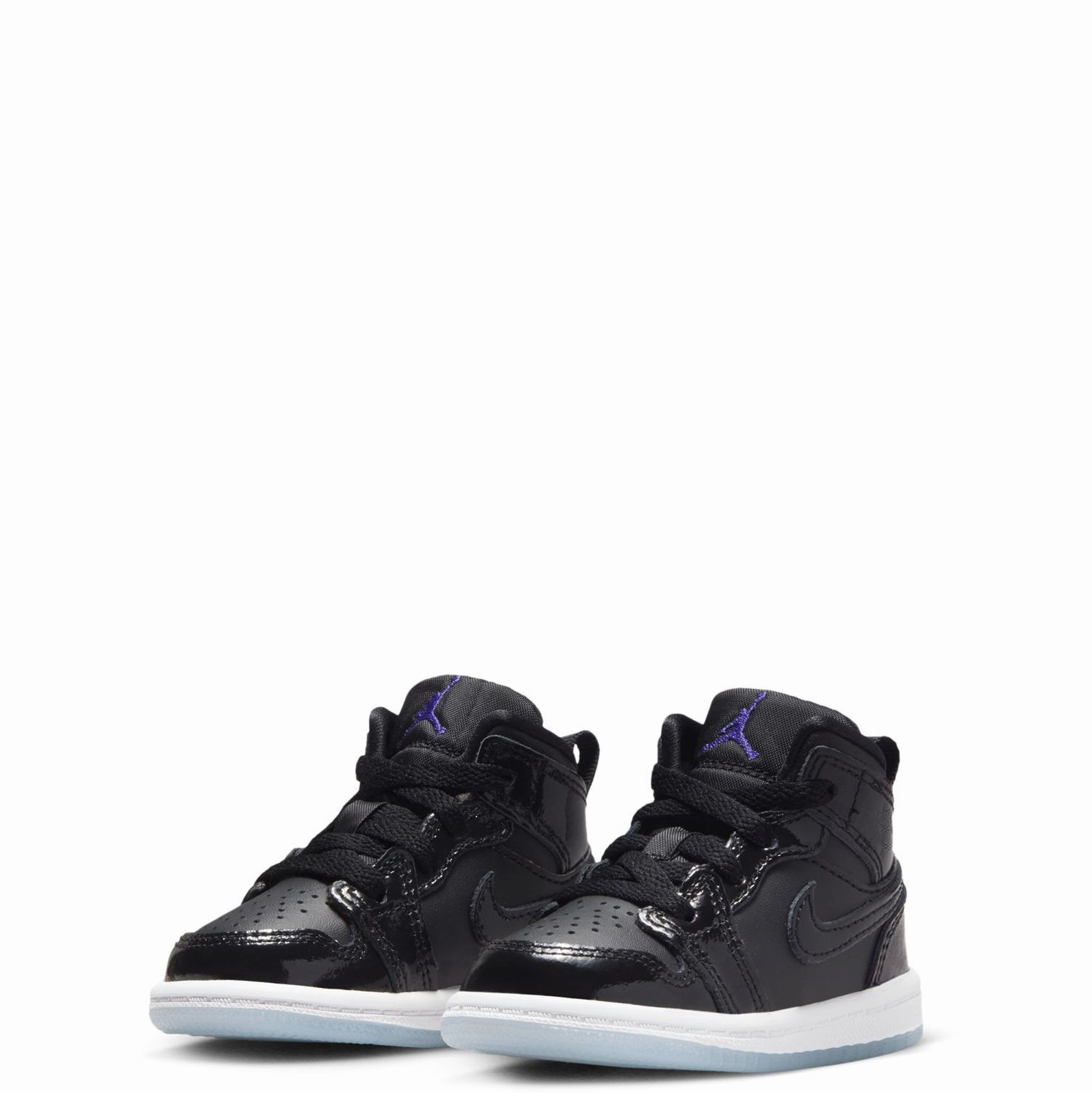 Nike Kid's Air Jordan 1 Mid SE TD Shoes - Black / Concord Blue / White Hydrophobic Materials Ventilated Sides