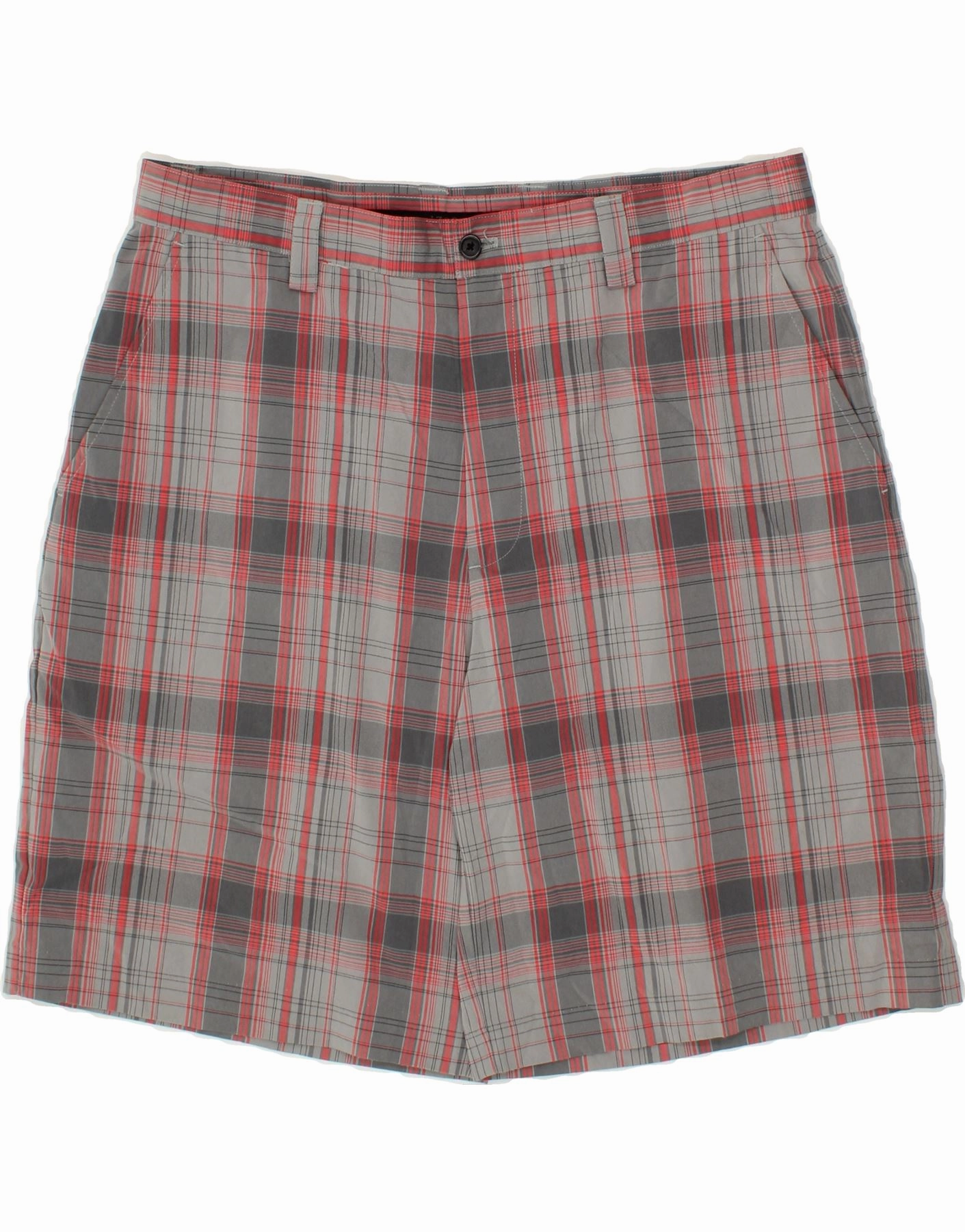 IZOD Mens Chino Shorts W36 Large Grey Check Polyester mountain style