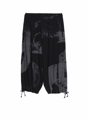 RAYON PRINT  NUMBER PATTERN BALLOON PANTS Comfortable Waistband Layering Piece