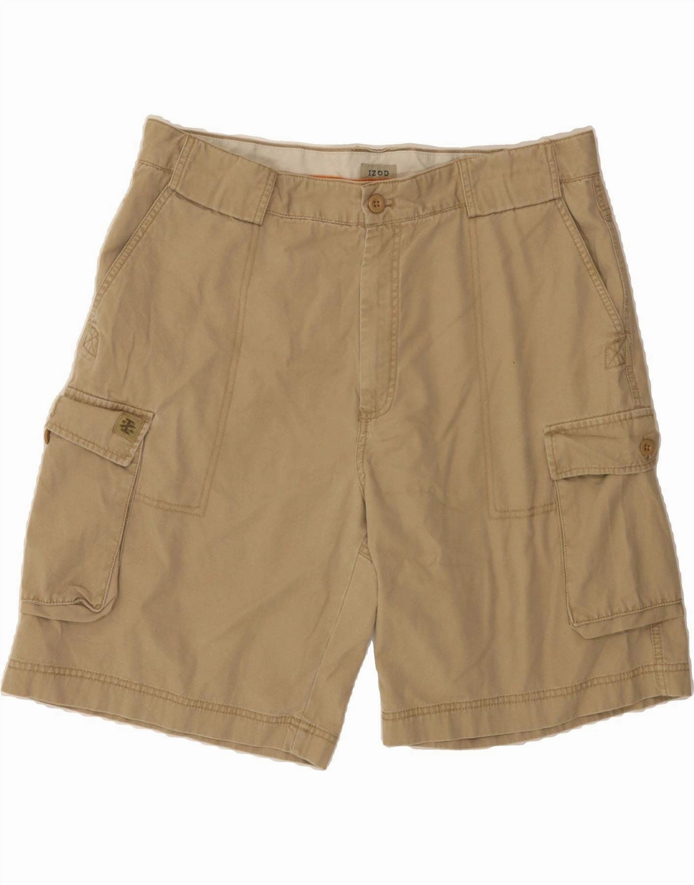 IZOD Mens Cargo Shorts W40 XL  Beige Cotton Quick Fit Style On The Go