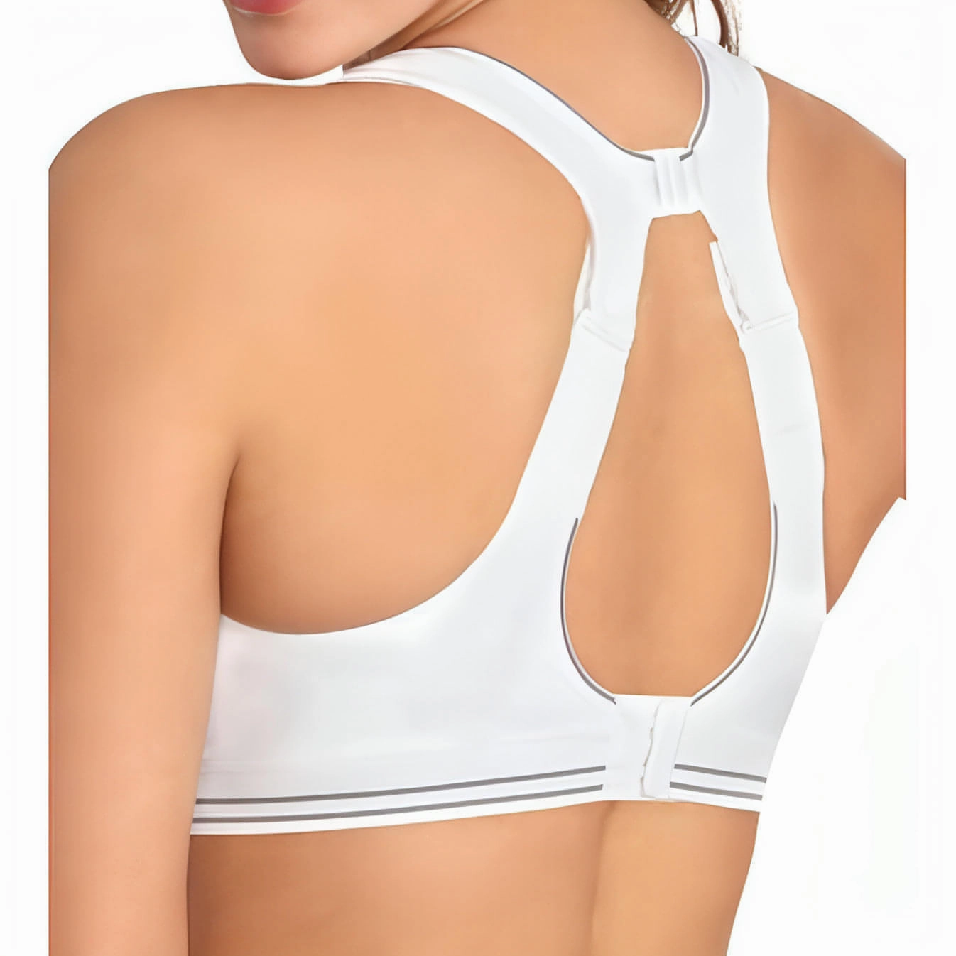Shock Absorber Ultimate Run Womens Sports Bra - White Open-back seams Non Irritating Seams