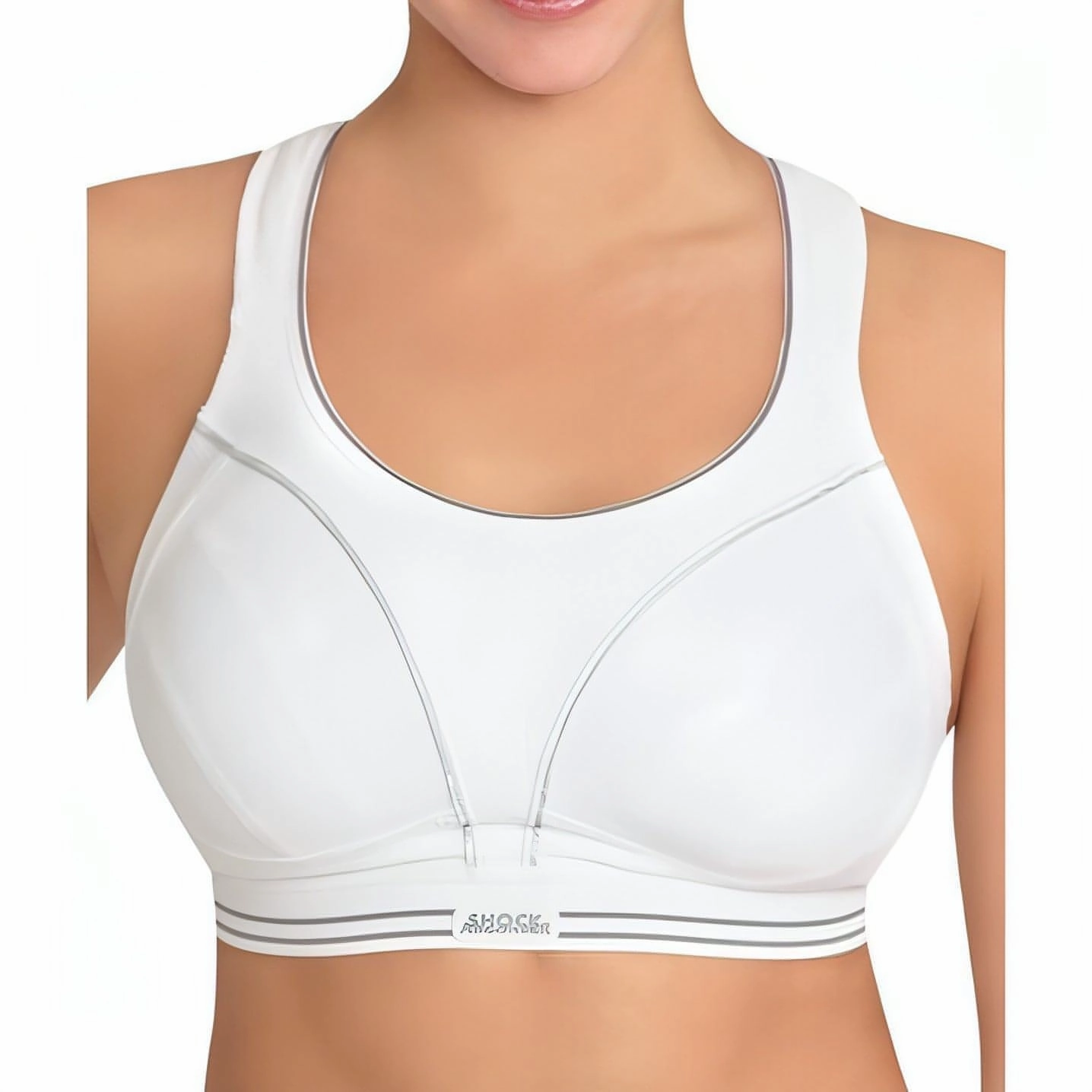 Sleeveless seams Shock Absorber Ultimate Run Womens Sports Bra - White