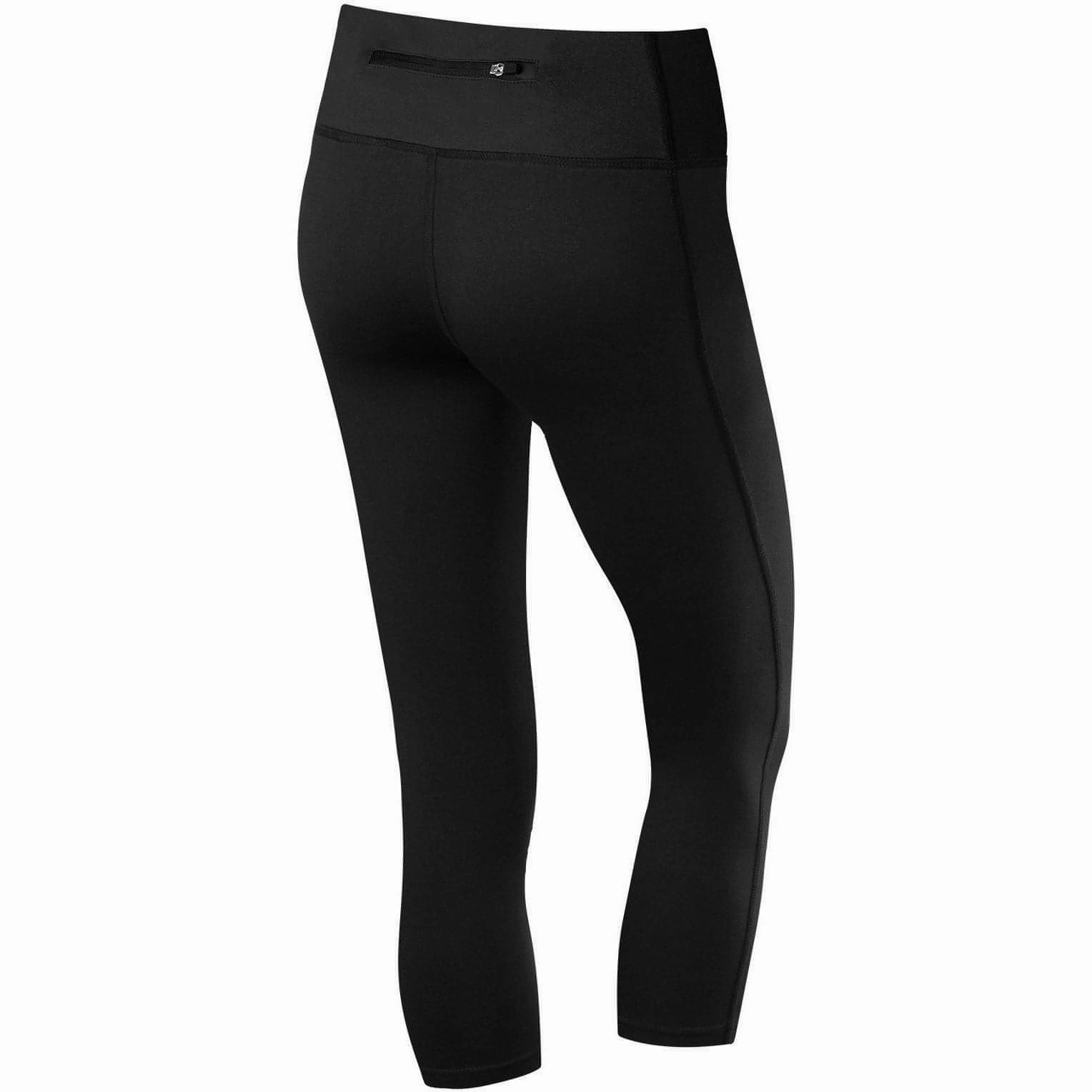 TCA Pro Performance Supreme Womens 3/4 Capri Running Tights - Black Chafe Resistant Edging