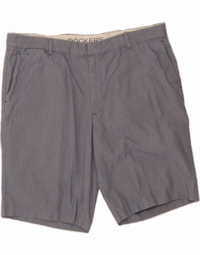 Sleek Stretch DOCKERS Mens Chino Shorts W40 XL Blue Houndstooth Cotton
