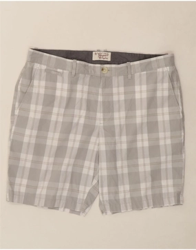 UV protection layer fashion industry PENGUIN Mens Chino Shorts W38 XL Grey Check Cotton