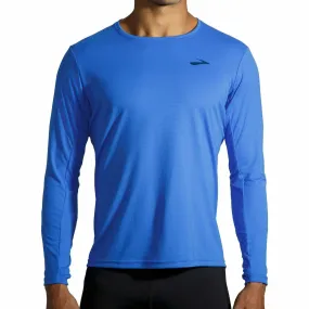 Brooks Atmosphere Long Sleeve Mens Running Top - Blue WrinkleResistant Texture