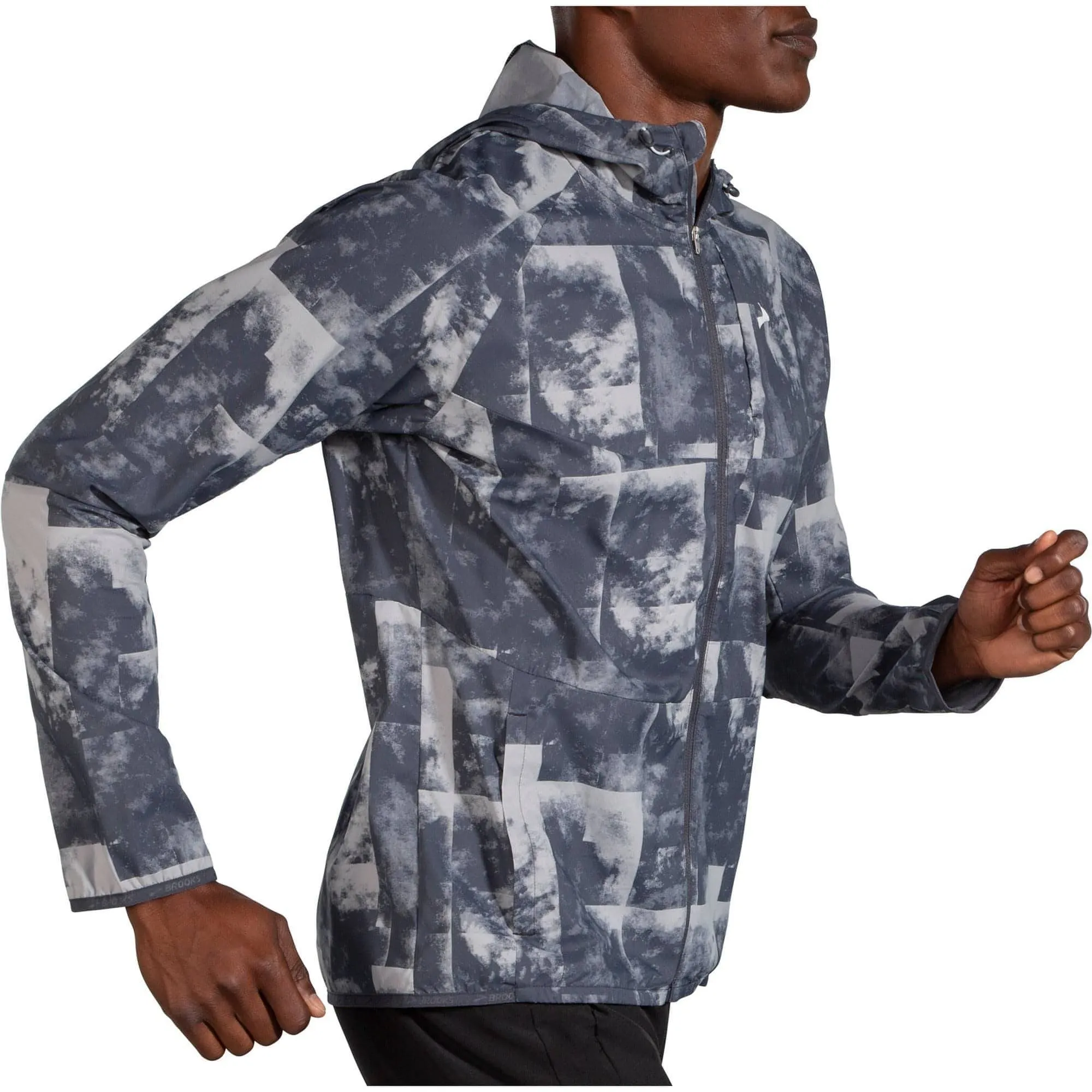 Brooks Canopy Mens Running Jacket - Grey heirloom Fleece
