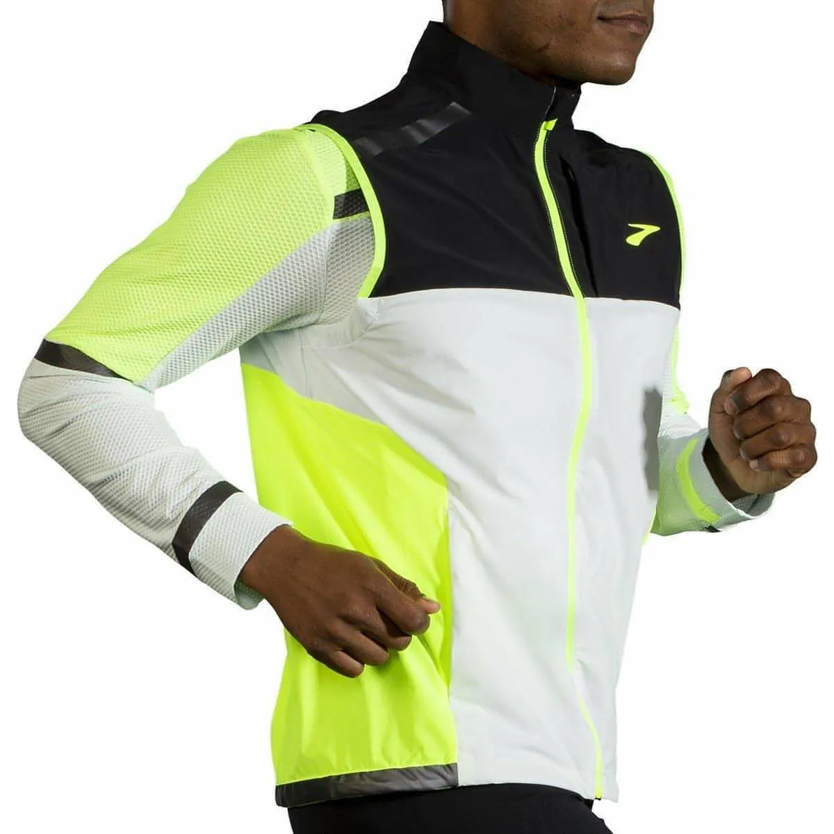 Brooks Carbonite Mens Running Gilet - Grey StretchFit Fabric Technology V-Neck