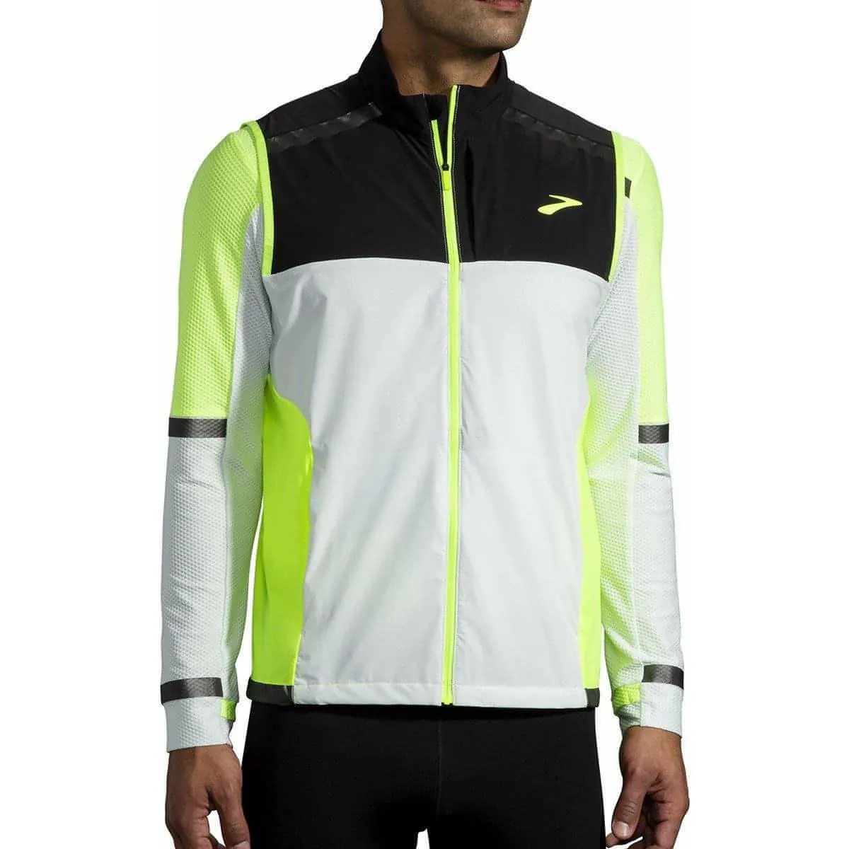 Easy Care Fabric Permit Brooks Carbonite Mens Running Gilet - Grey