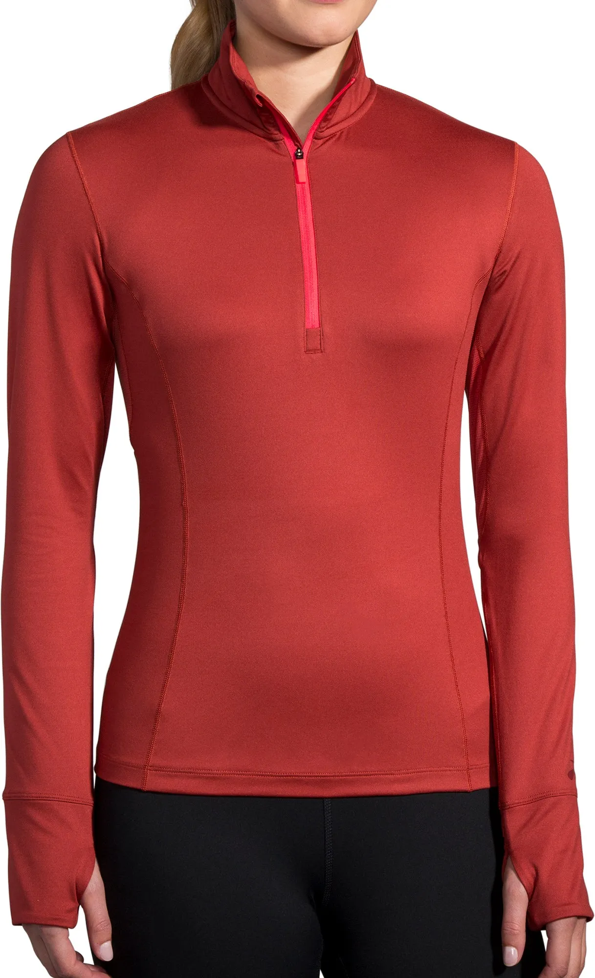Brooks Dash Half Zip Long Sleeve Womens Running Top - Red Perfect Wear Travel Style Trend
