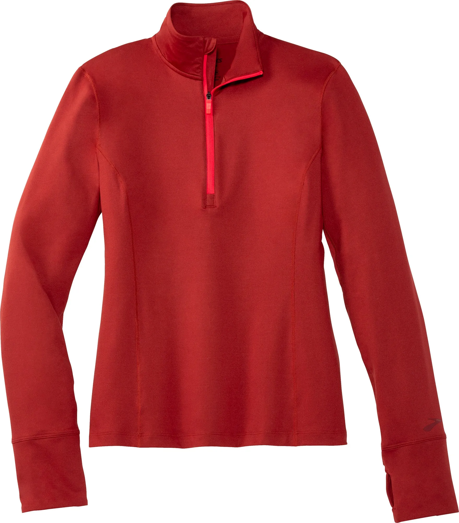 Brooks Dash Half Zip Long Sleeve Womens Running Top - Red Colorfast Material