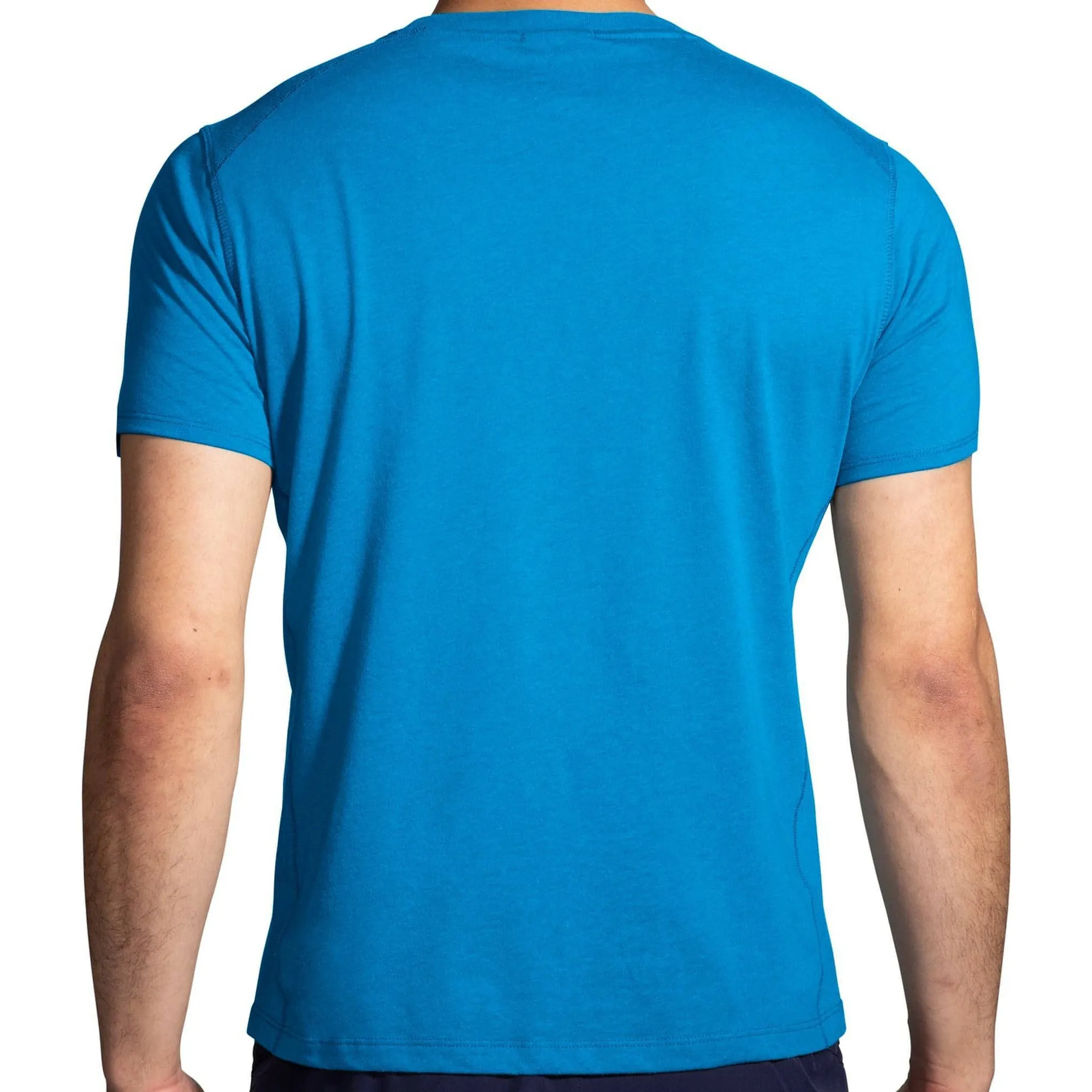 Temperature Regulating Fabric Cozy Touch Brooks Distance 2.0 Short Sleeve Mens Running Top - Blue