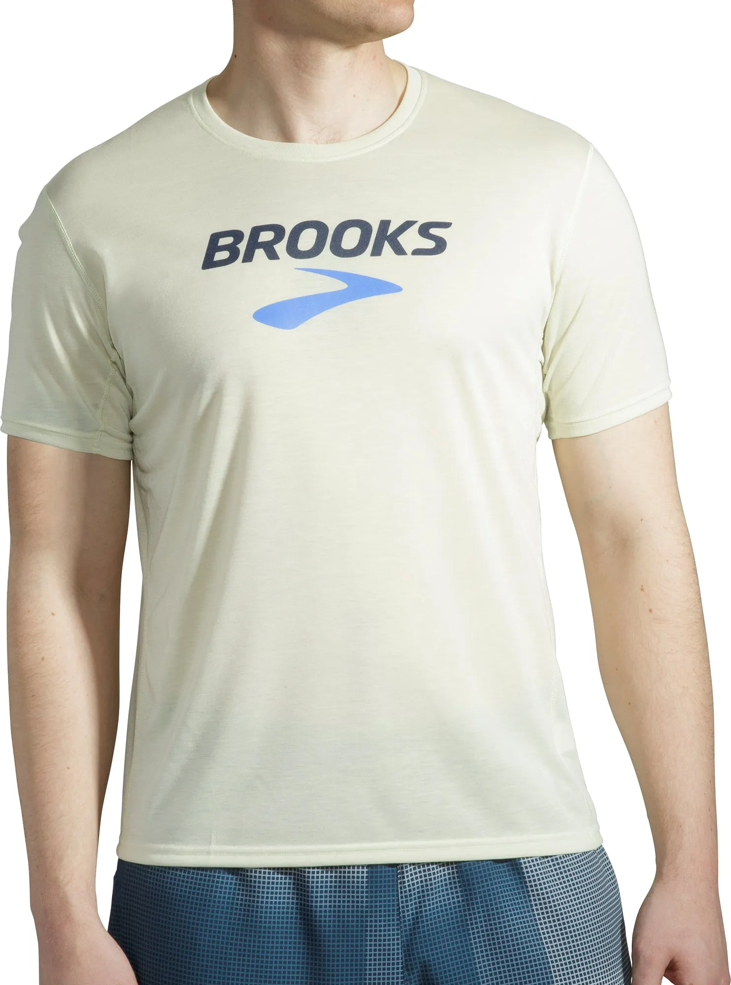 Brooks Distance Graphic Short Sleeve Mens Running Top - Yellow LightweightBlend Stylish piece
