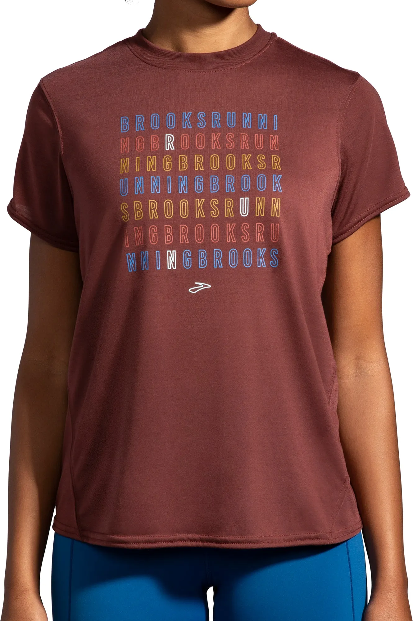 Minimal Comfort Breathable Look Brooks Distance Graphic Short Sleeve Womens Running Top - Red