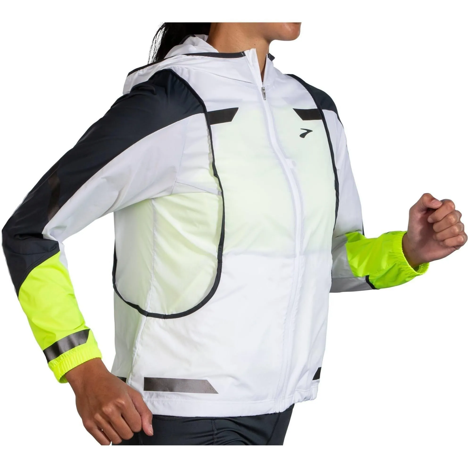 Dry clean only Reinforced Stitching Brooks Run Visible Convertible Womens Running Jacket - White