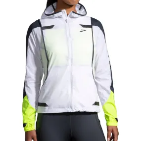 Windproof Technology Quilted Lining Brooks Run Visible Convertible Womens Running Jacket - White