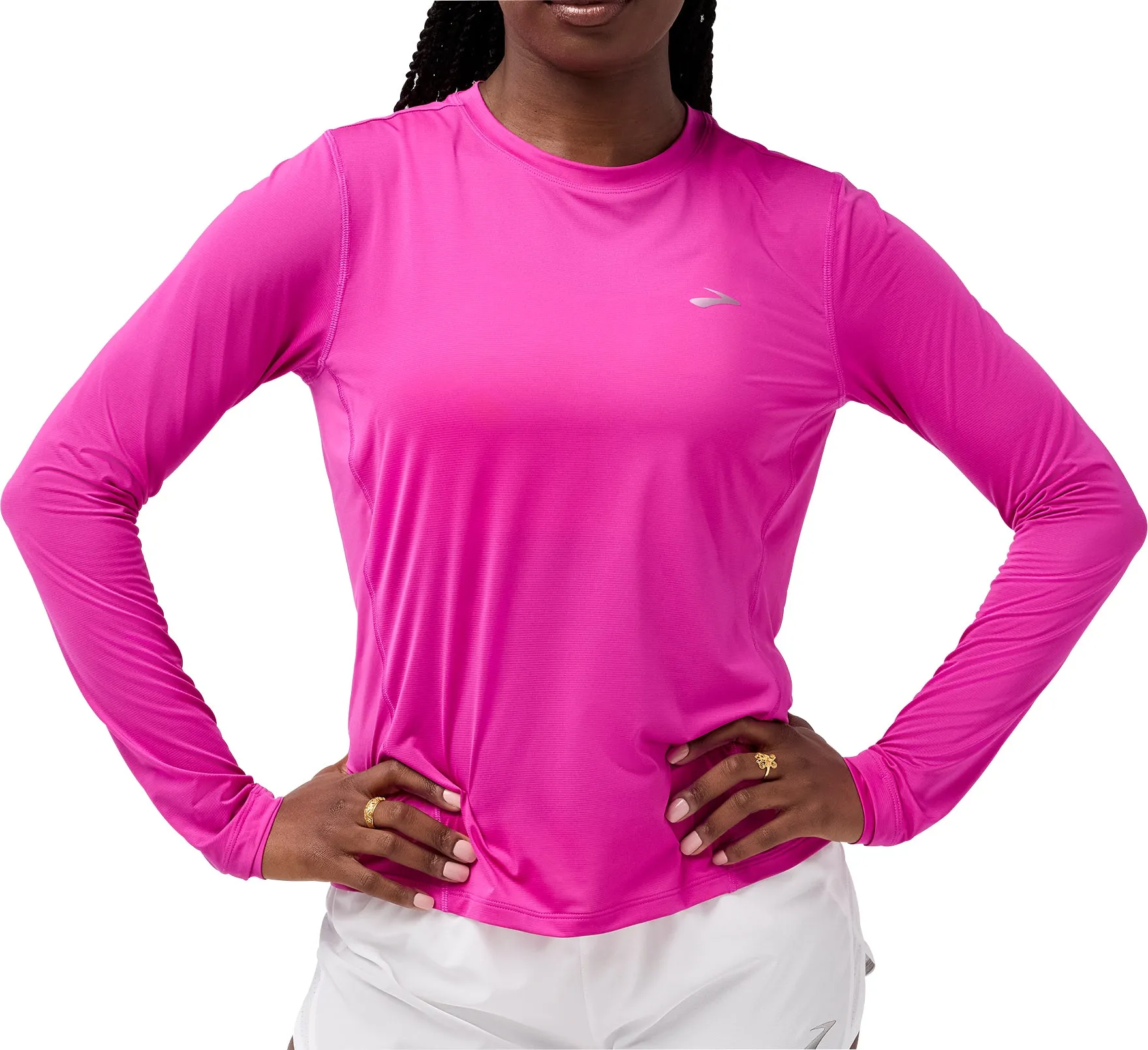 Organic Cotton Blend Brooks Sprint Free 3.0 Long Sleeve Womens Running Top - Pink