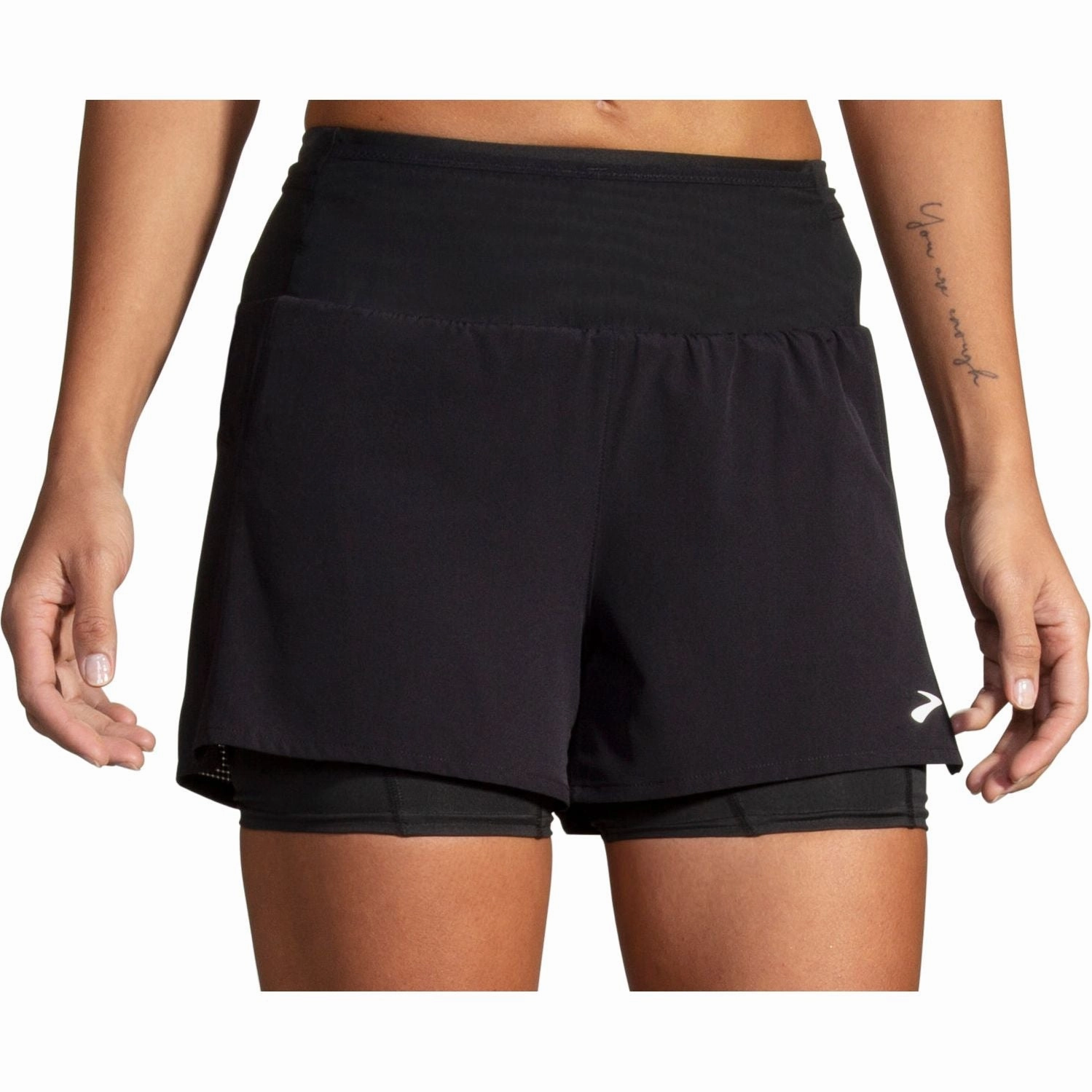 Daily Comfort Reflective details Brooks 3 Inch High Point 2.0 2 In 1 Womens Running Shorts - Black