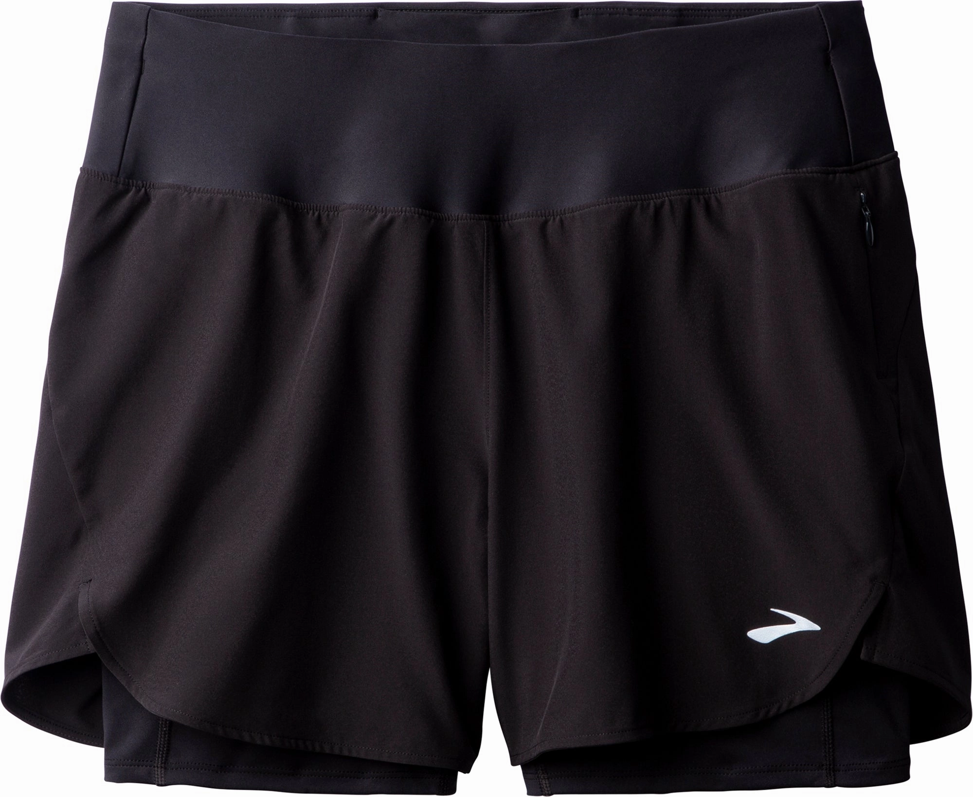 Brooks 5 Inch Chaser 2 In 1 Womens Running Shorts - Black Flexible Material Snag Free Design