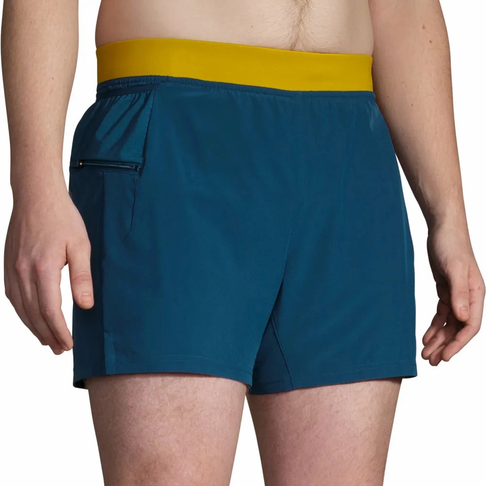 Brooks 5 Inch Sherpa 2 In 1 Mens Running Shorts - Blue QuickAdjustStraps