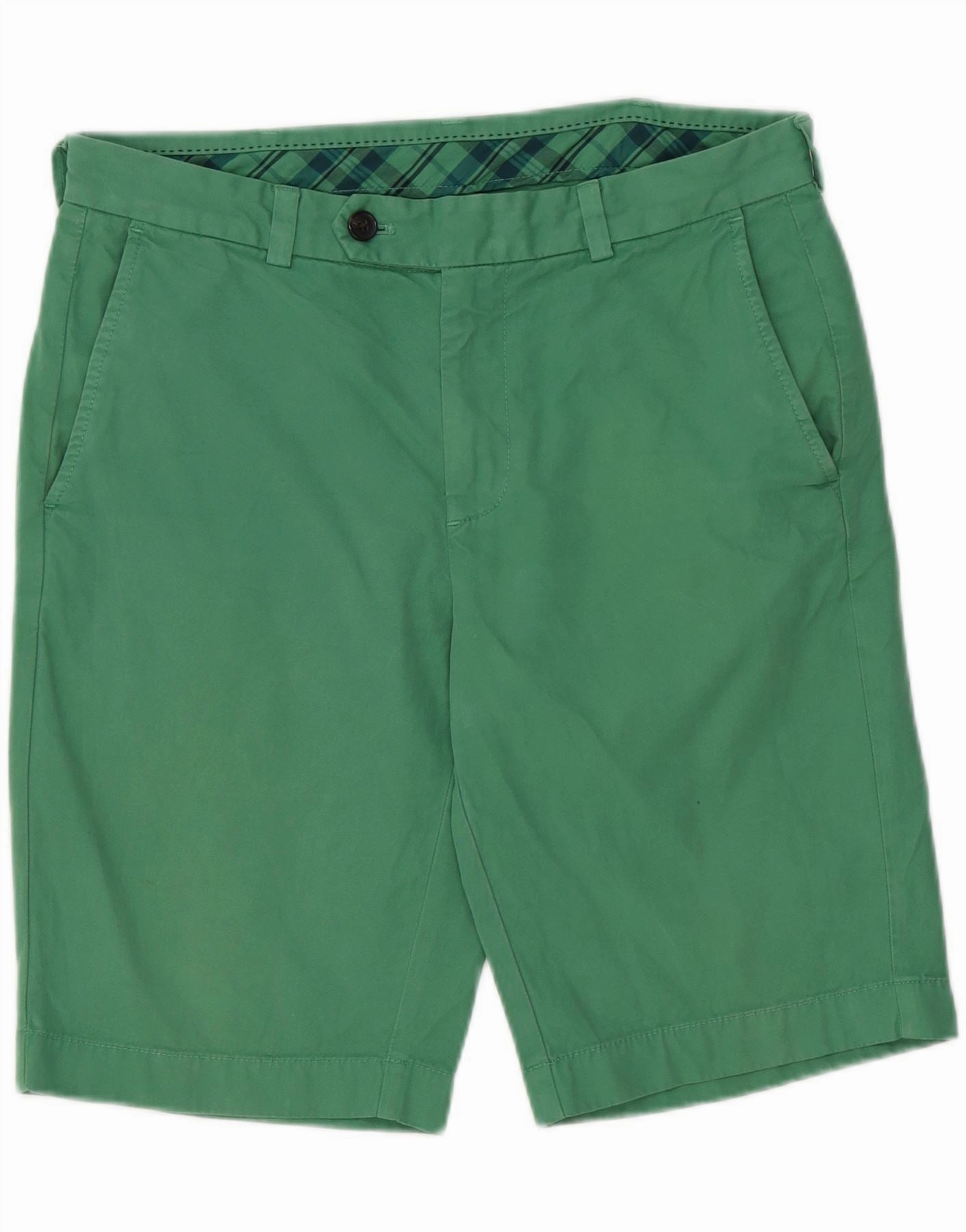BROOKS BROTHERS Mens Bermuda Shorts W32 Medium Green Cotton button fly hiking clothes