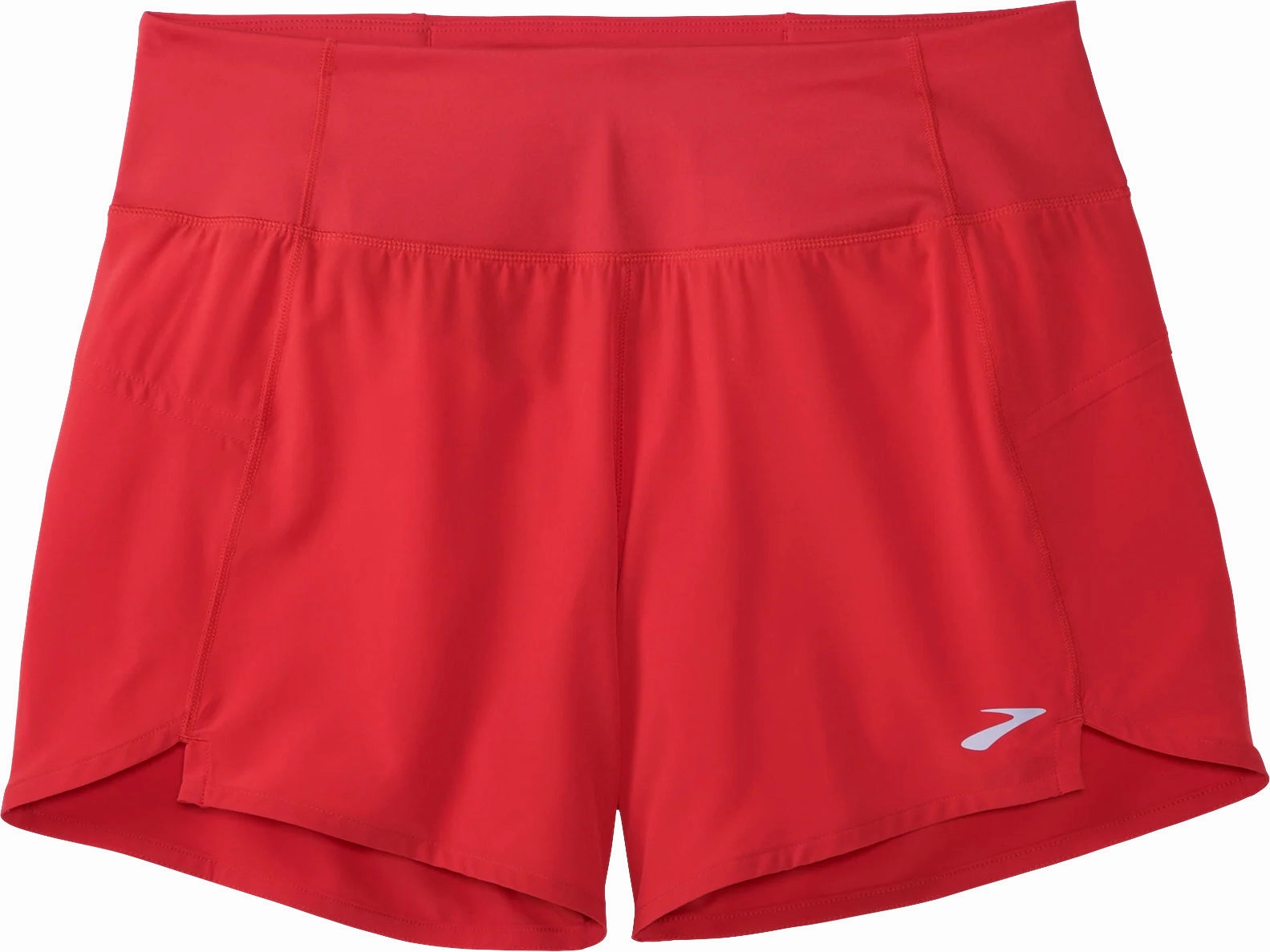 High Rise Waist Quick Release Fastener Brooks Chaser 5 Inch Womens Running Shorts - Red