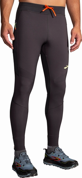 Brooks High Point Mens Long Running Tights - Grey Fitness Lover School Sports