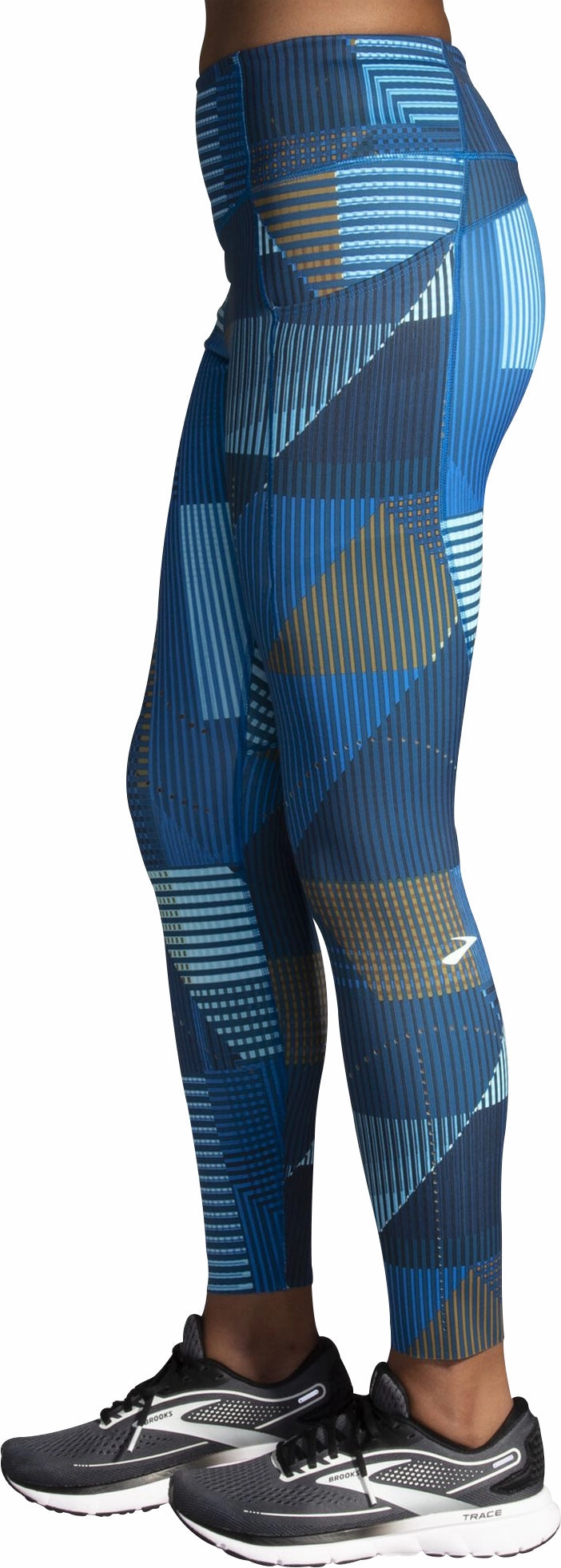 Daily Routine Rib Knit Smart Stretch Fit Brooks Method Womens 7/8 Running Tights - Blue