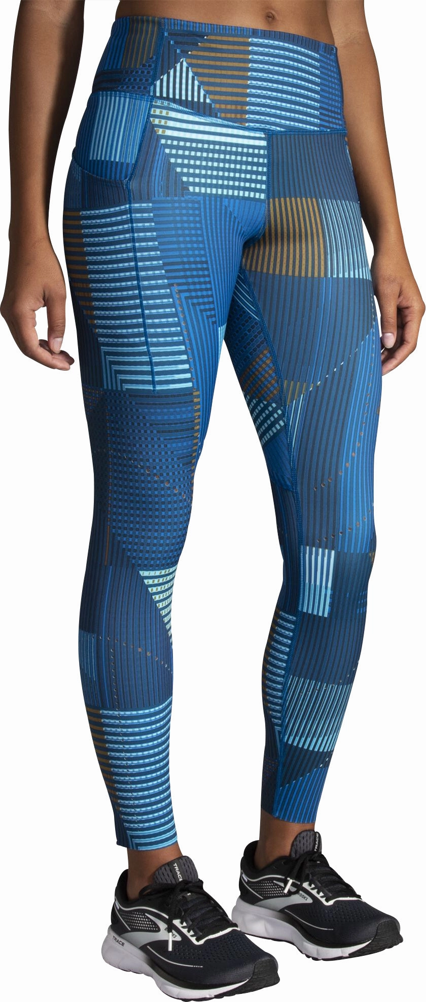 Ultimate Comfort Waistband Active Lifestyle Four Way Brooks Method Womens 7/8 Running Tights - Blue