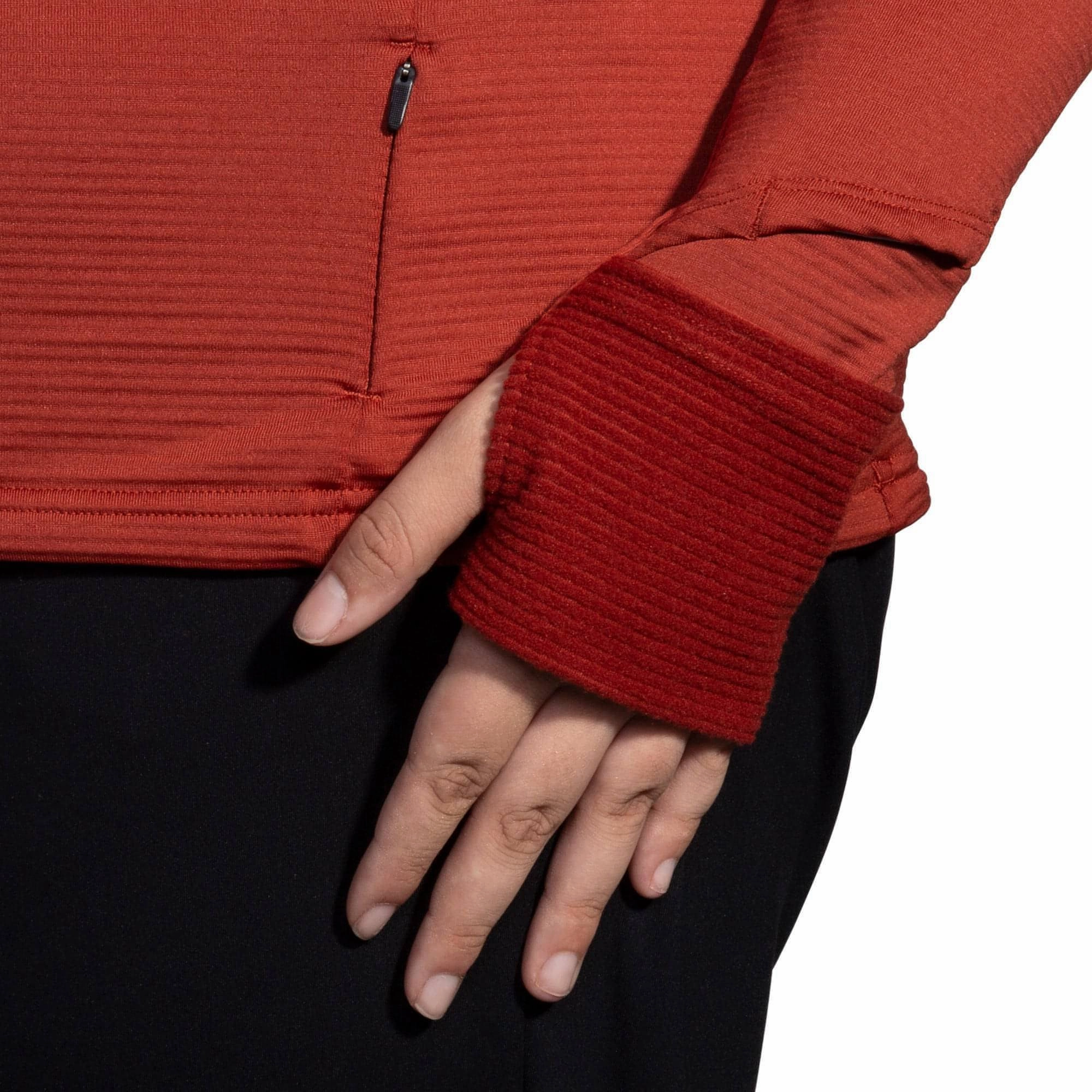 Brooks Notch Thermal 2.0 Womens Running Hoody - Red Mesh Lined Hood