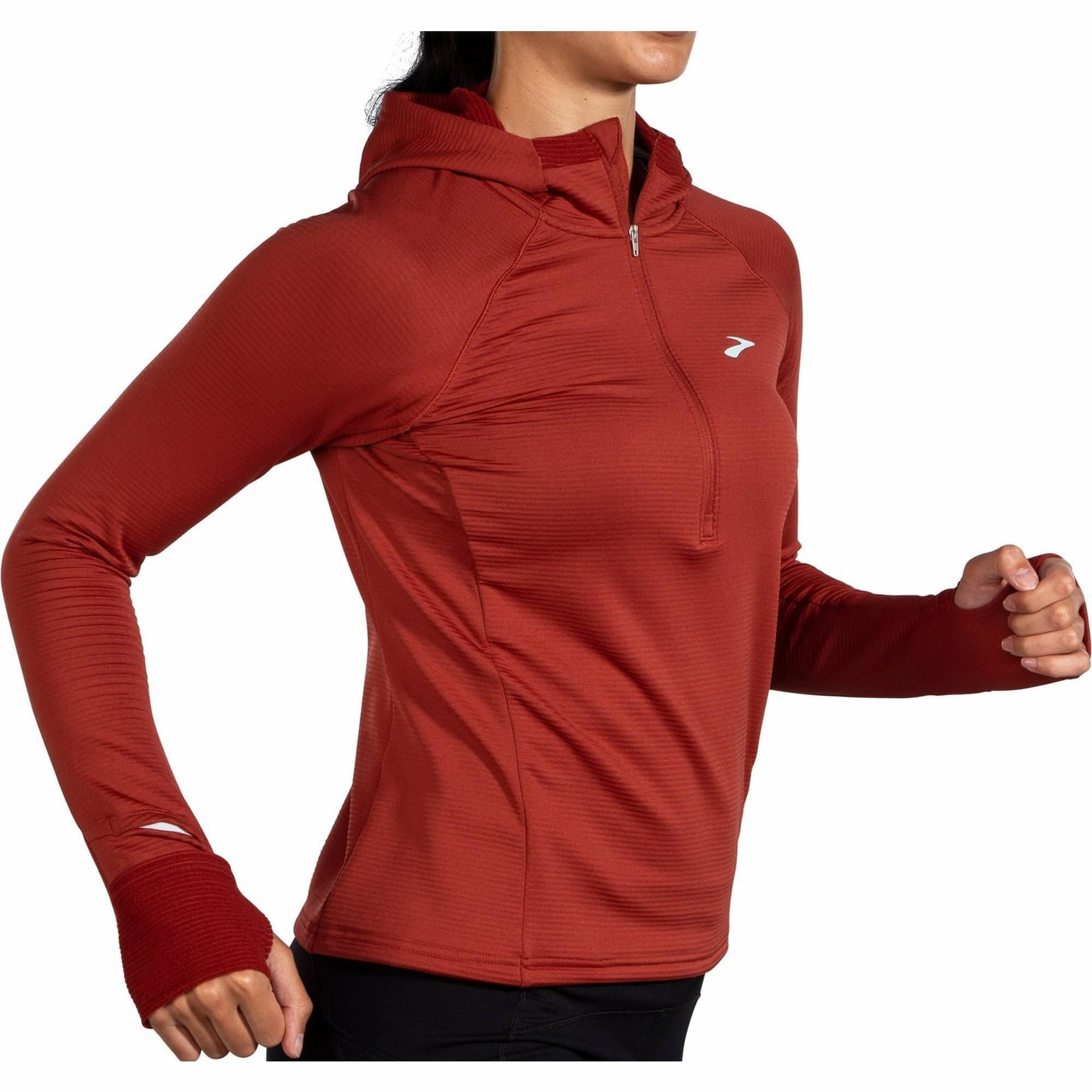 Casual Friday wear men's style Brooks Notch Thermal 2.0 Womens Running Hoody - Red