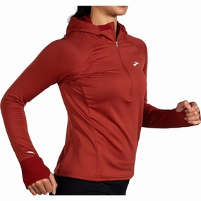 Casual Friday wear men's style Brooks Notch Thermal 2.0 Womens Running Hoody - Red