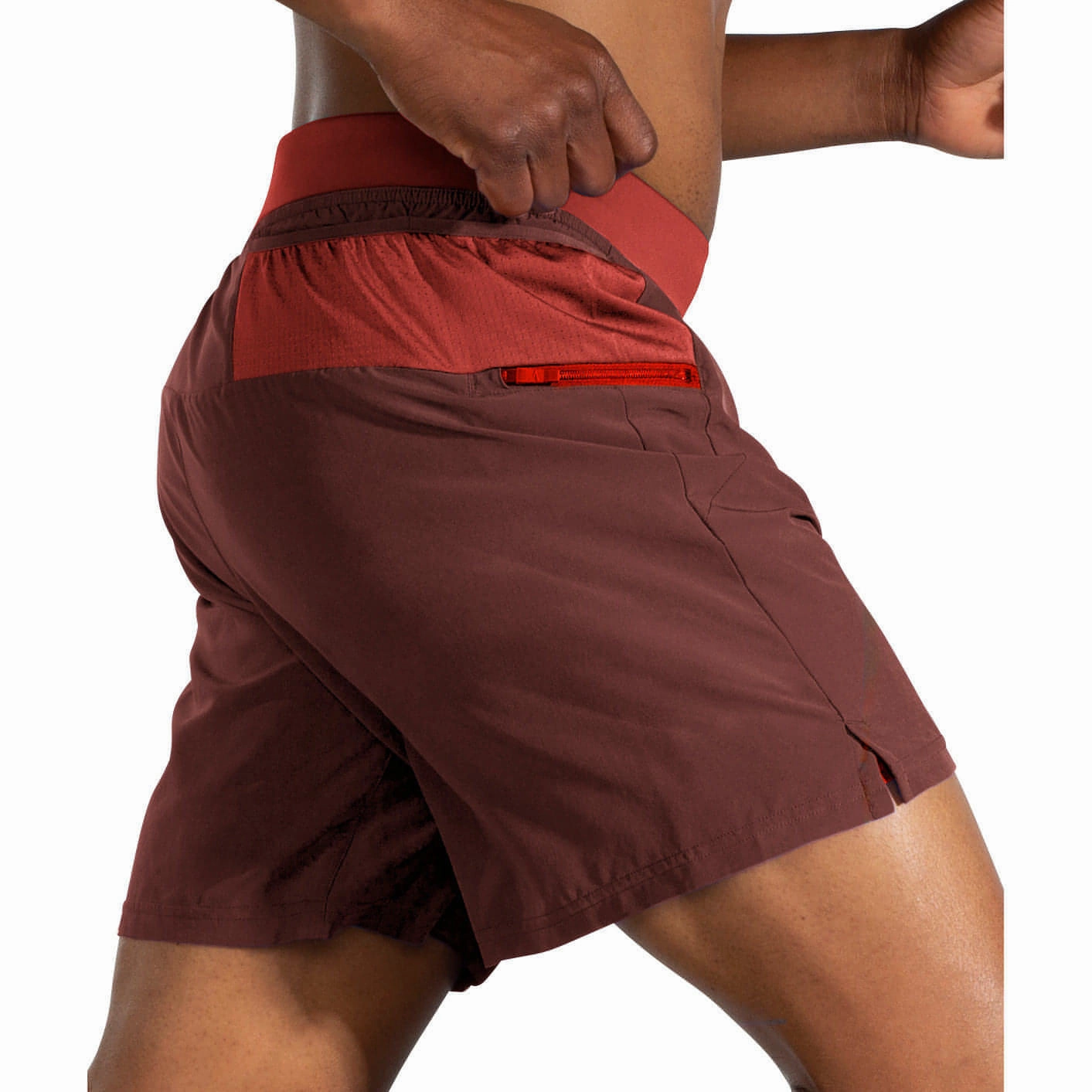 Modern Look Brooks Sherpa 7 Inch 2 in 1 Mens Running Shorts - Red