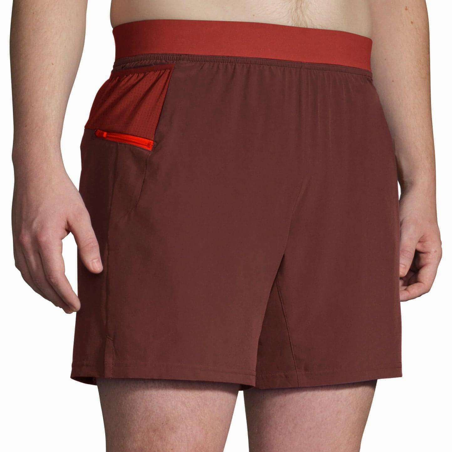 Brooks Sherpa 7 Inch 2 in 1 Mens Running Shorts - Red hoodie Temperature Regulating Tech