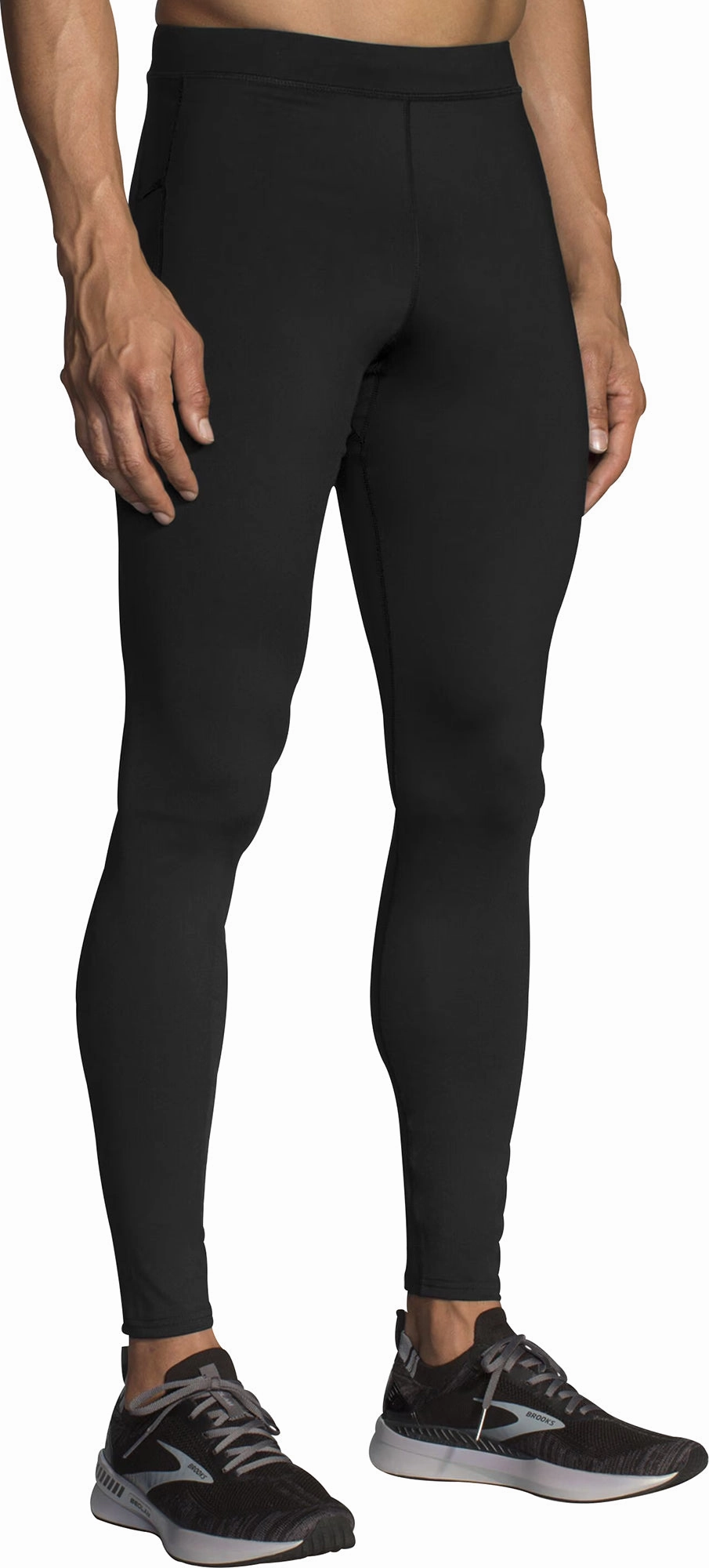 Four Way Morning Jog Brooks Source Mens Long Running Tights - Black