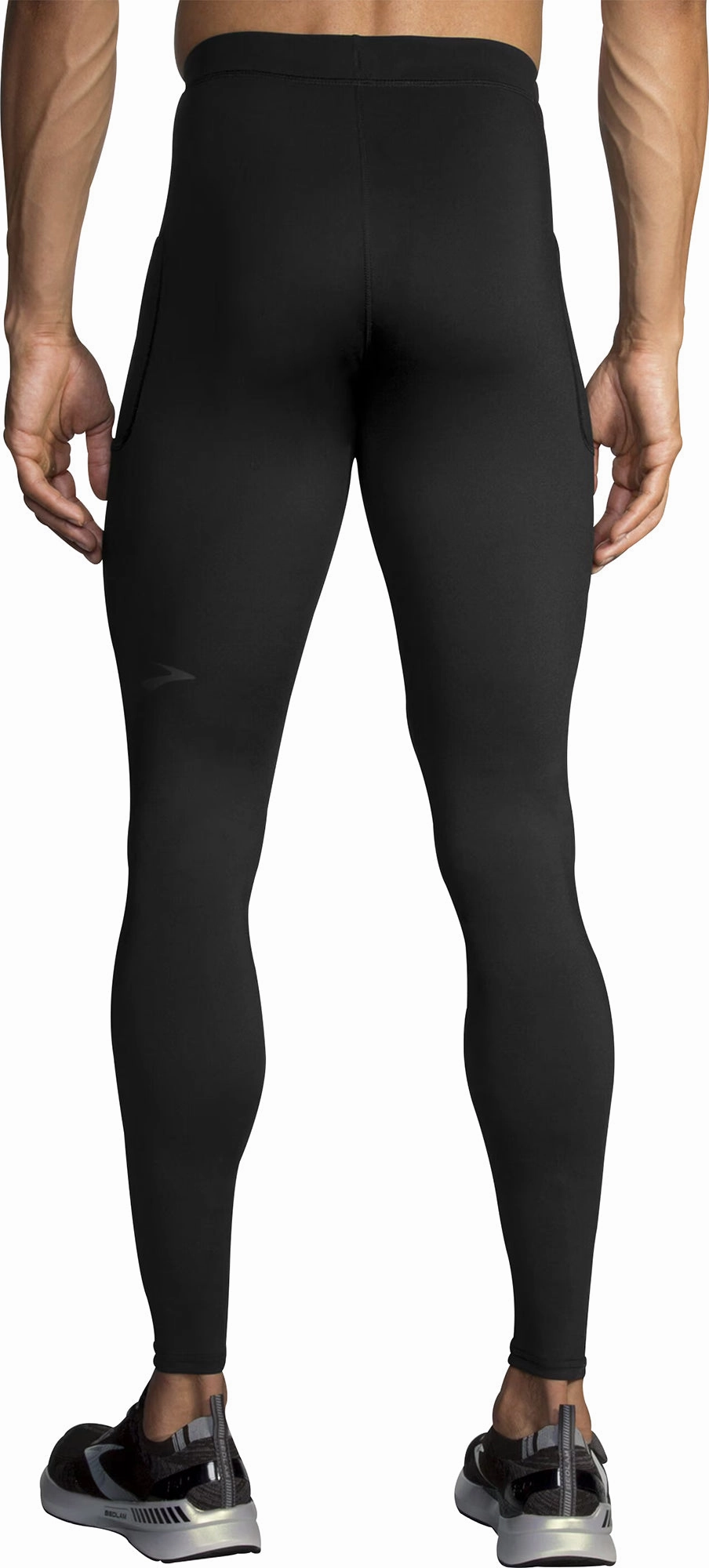 Brooks Source Mens Long Running Tights - Black Beginner Level High Waist Natural Stretch