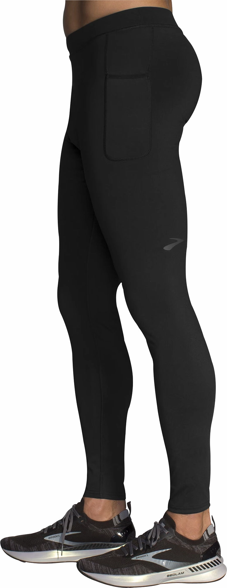 Brooks Source Mens Long Running Tights - Black Mesh Ventilation Zones