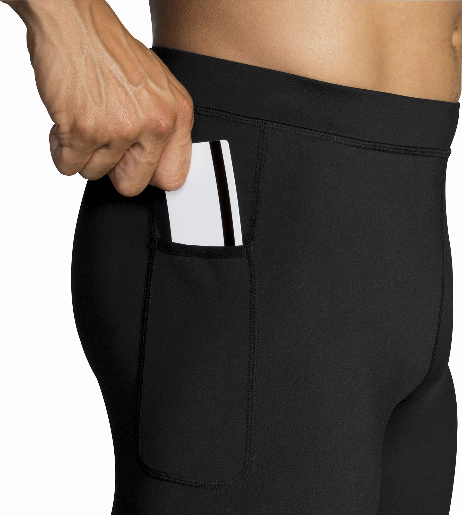 Brooks Source Mens Long Running Tights - Black No Gap Waistline