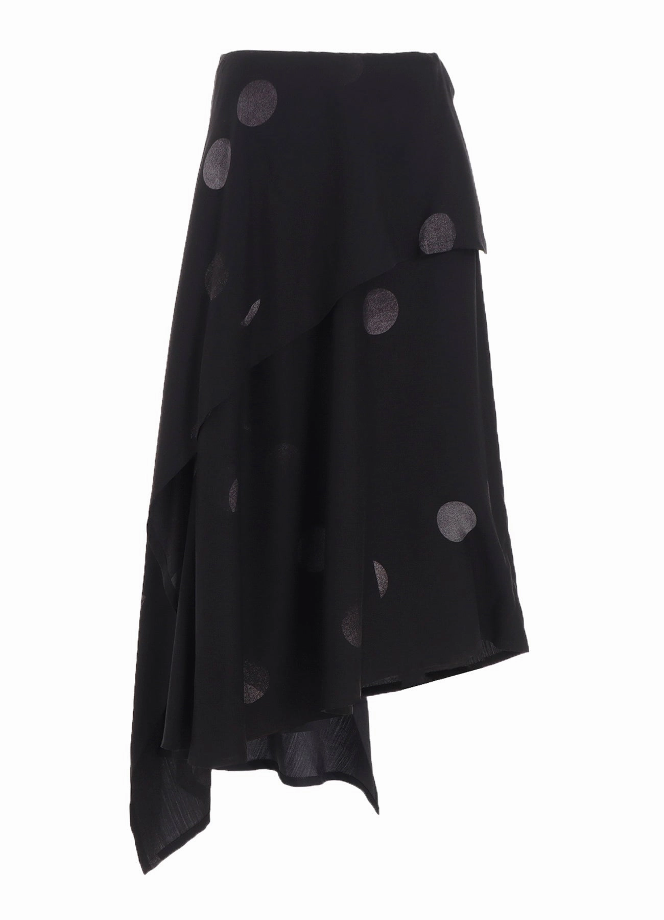 BUTTERFLY-PRINT DUNGAREE TWILL ASYMMETRIC MIDI SKIRT Quick Layer WrinkleResistantMaterial