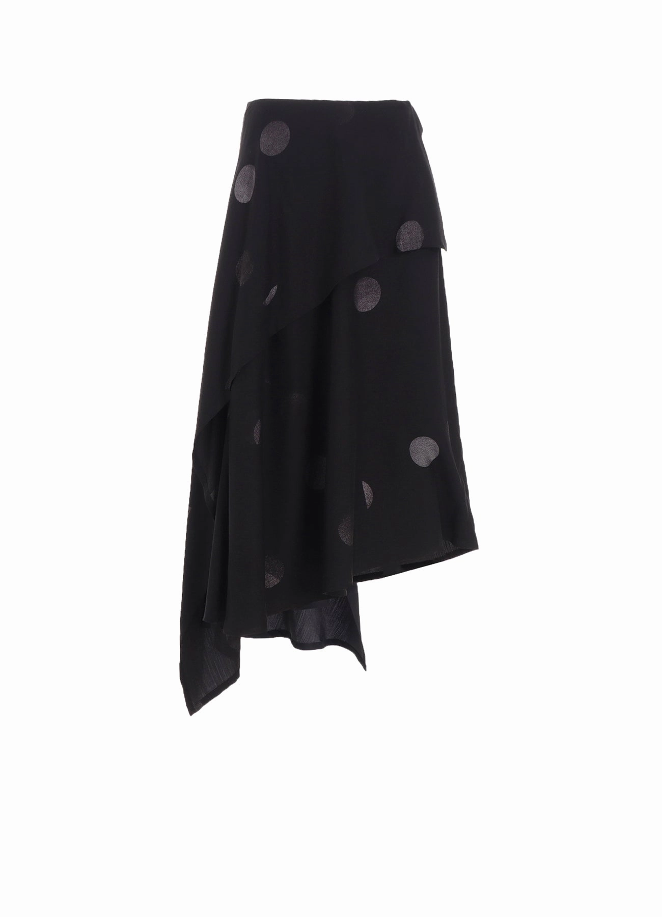 BUTTERFLY-PRINT DUNGAREE TWILL ASYMMETRIC MIDI SKIRT Freedom Motion Anti Static Finish