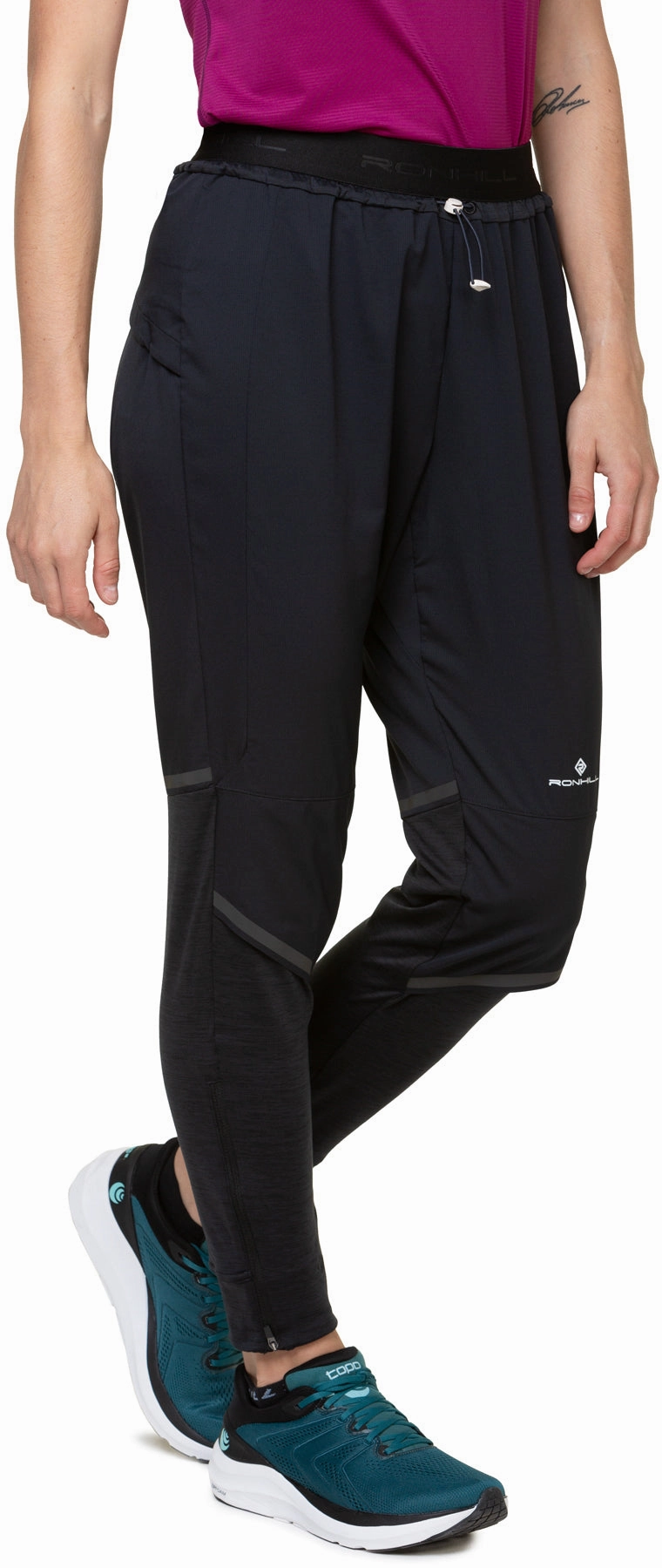 Ronhill Tech Flex Womens Running Track Pants - Black Non Binding Leg Design Effortless Comfort