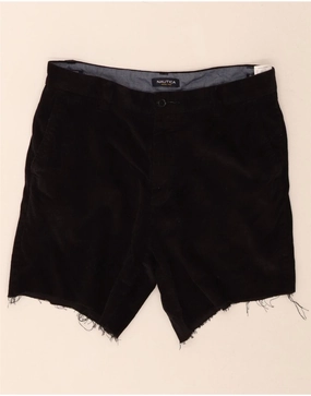 Roomy Waist Easy Stretch Fit NAUTICA Mens Corduroy Shorts W34 Large  Black Cotton