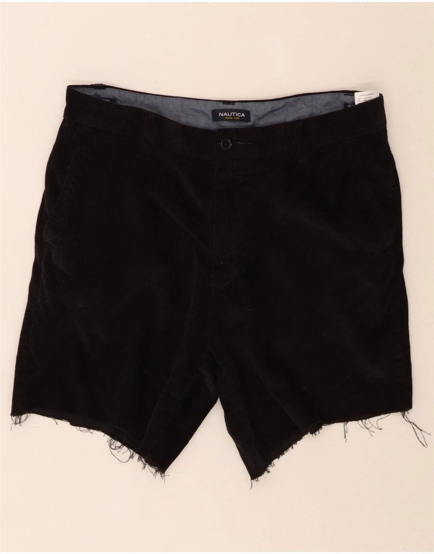 Roomy Waist Easy Stretch Fit NAUTICA Mens Corduroy Shorts W34 Large  Black Cotton